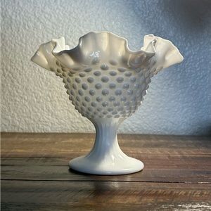 Vintage Fenton Hobnail Milk Glass Candle Holder